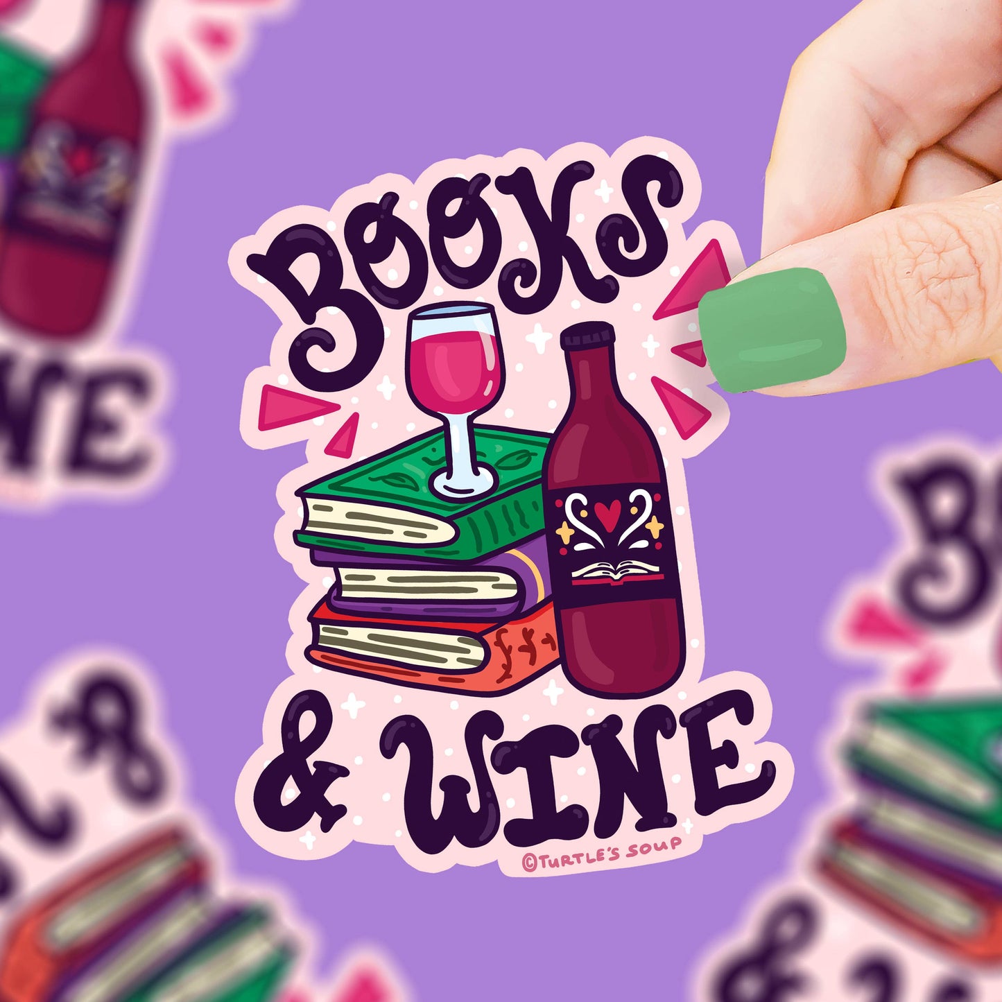 Turtle's Soup - Books and Wine Reading Wine Glass Vinyl Sticker