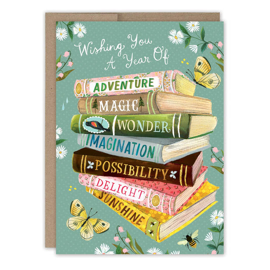 Biely & Shoaf - A Year of Wishes Book Stack Birthday Card