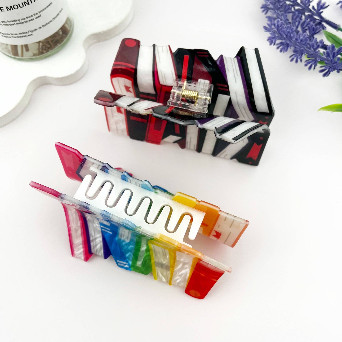 mildstyles - New Stacked Books Print Acrylic Hair Claw Clip: A