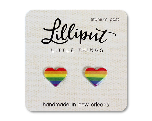 Lilliput Little Things - Pride Earrings // LGBTQ+ Pride Flag Earrings: Rainbow Heart Gay Pride
