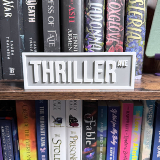 The Crafted Nook - Thriller Street Sign | Bookshelf Decor: Gray