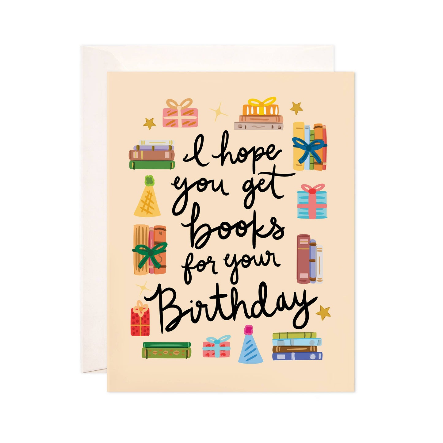 Bloomwolf Studio - Books for Bday Greeting Card - Birthday Card, Bookstore Card