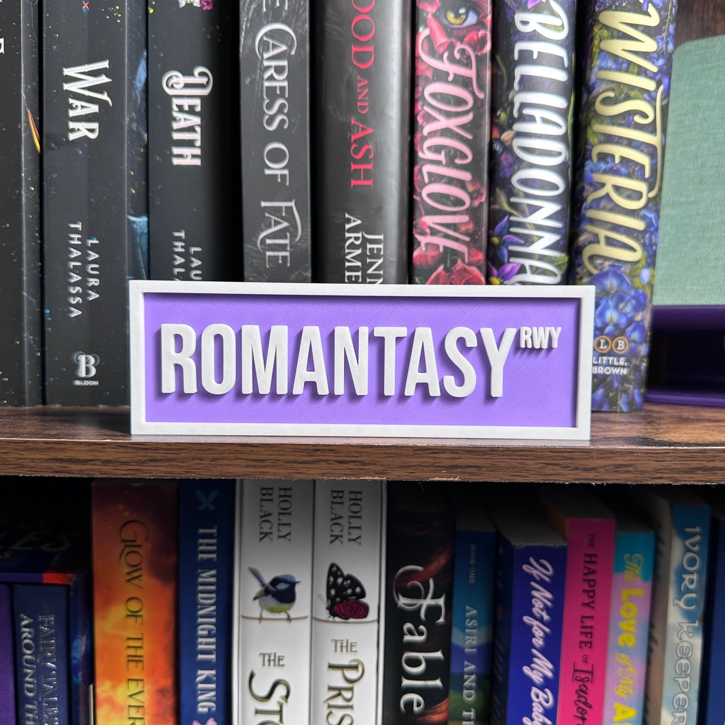The Crafted Nook - Romantasy Street Sign | Bookshelf Decor: Purple