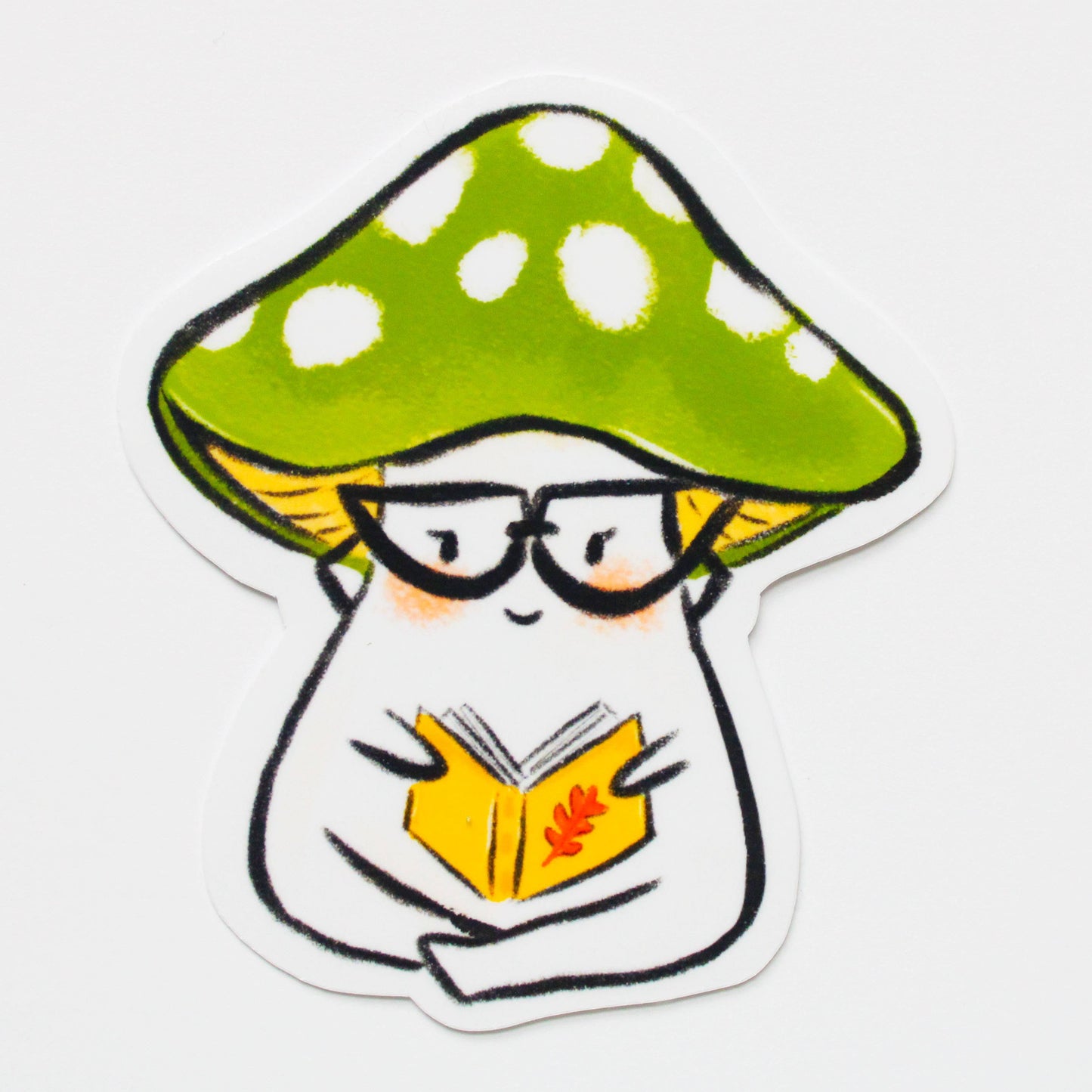 Amy Hartelust Art and Illustration - Bookish Mushroom Buddy Vinyl Sticker