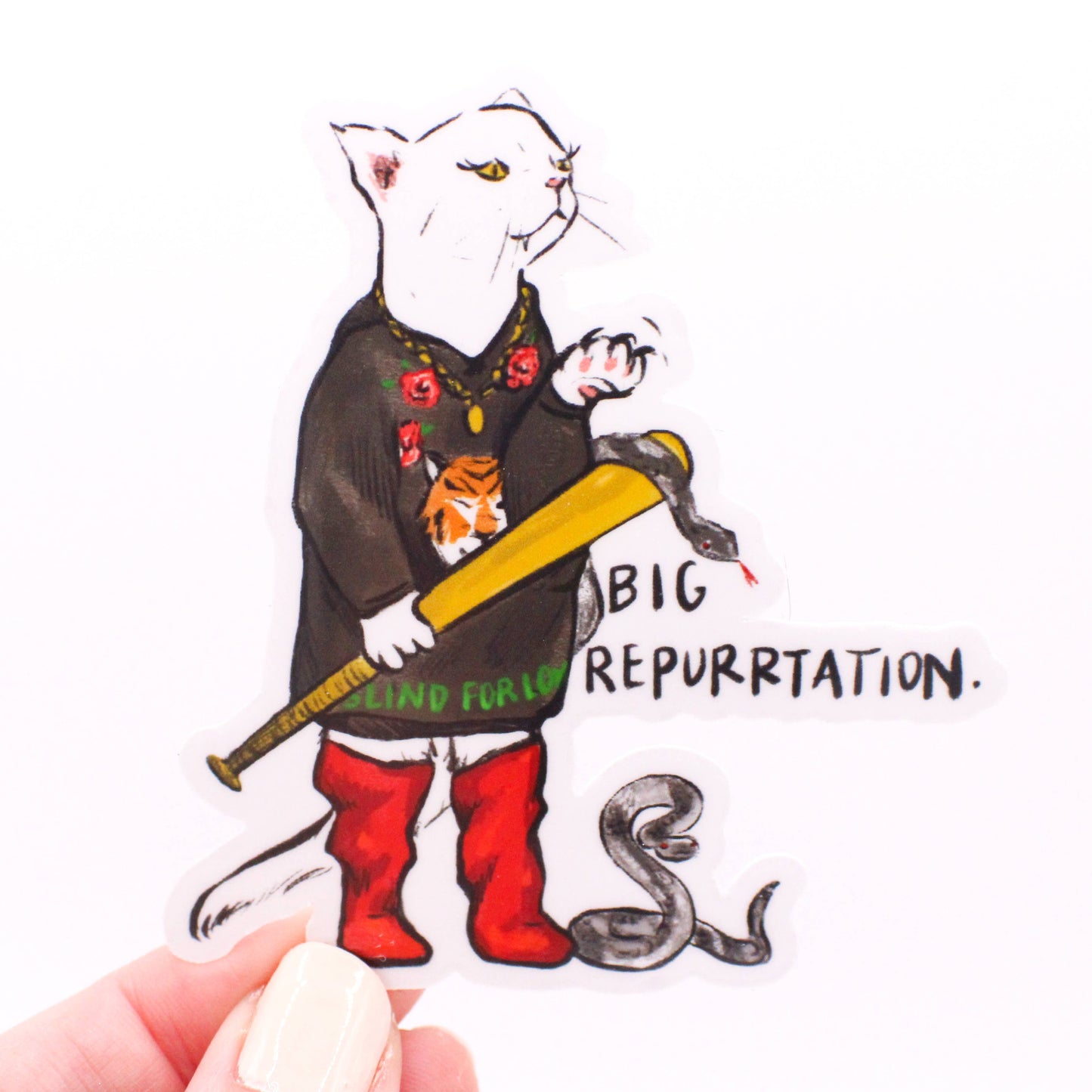 Amy Hartelust Art and Illustration - Big Repurrtation Cat Vinyl Sticker