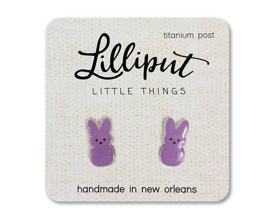 Lilliput Little Things - Marshmallow Easter Bunny Earrings // Easter Earrings: Purple