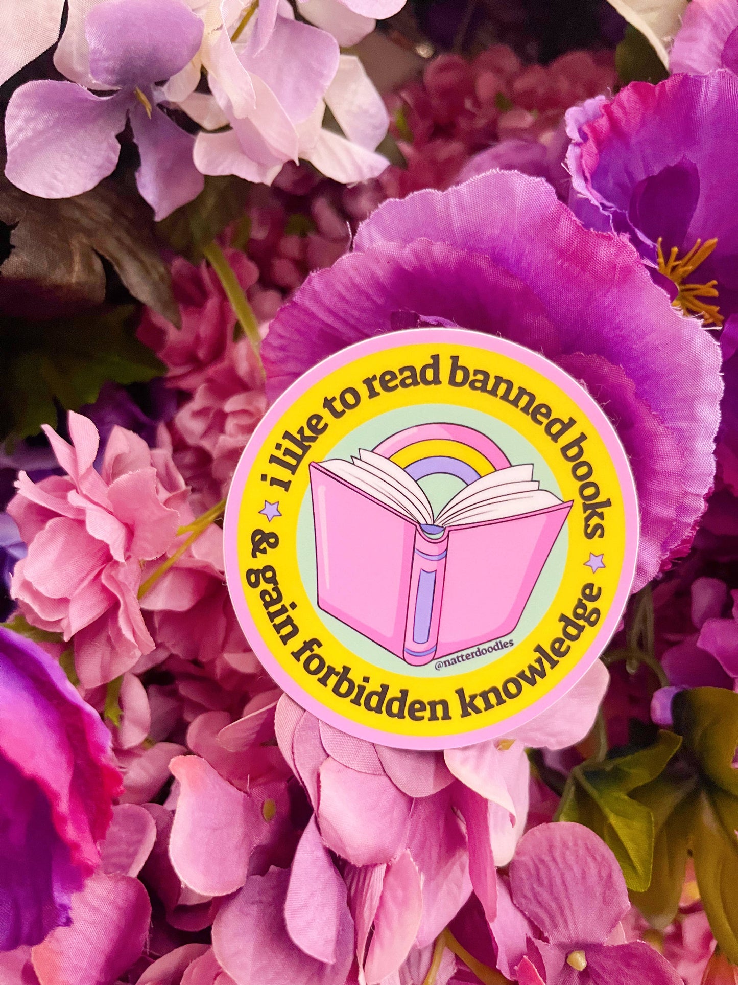 NatterDoodle - Read Banned Books, Gain Forbidden Knowledge Reading Sticker: Single