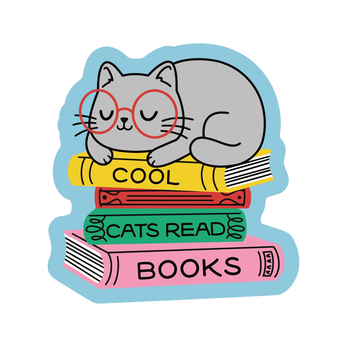 Juju and Moxie - Cute Kitty Cat Read Book Lit High Quality Vinyl Sticker