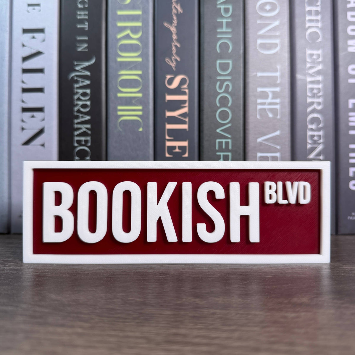 The Crafted Nook - Bookish Street Sign | Bookshelf Decor: Sky Blue
