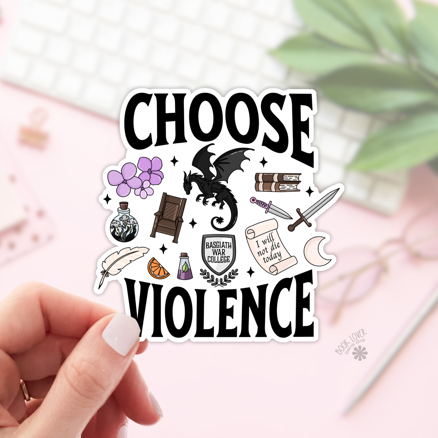 Book Lover Merch Shop - Choose Violence Stickers / Bookish Stickers / Book Lover: 3''