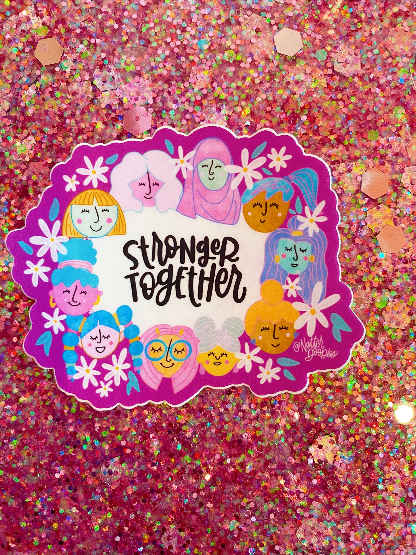 NatterDoodle - Women Are Stronger Together Purple Sticker