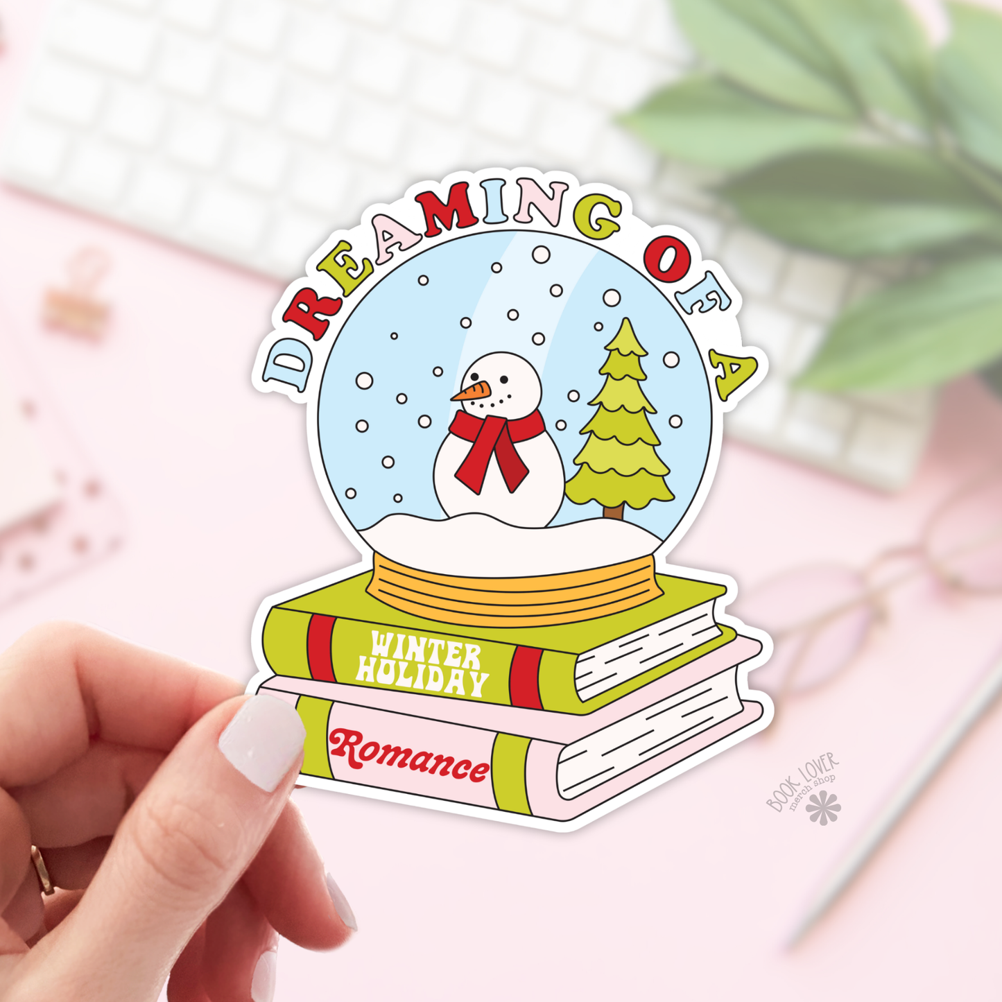 Book Lover Merch Shop - Dreaming of a Winter Holiday Romance Stickers / Bookish: 3''