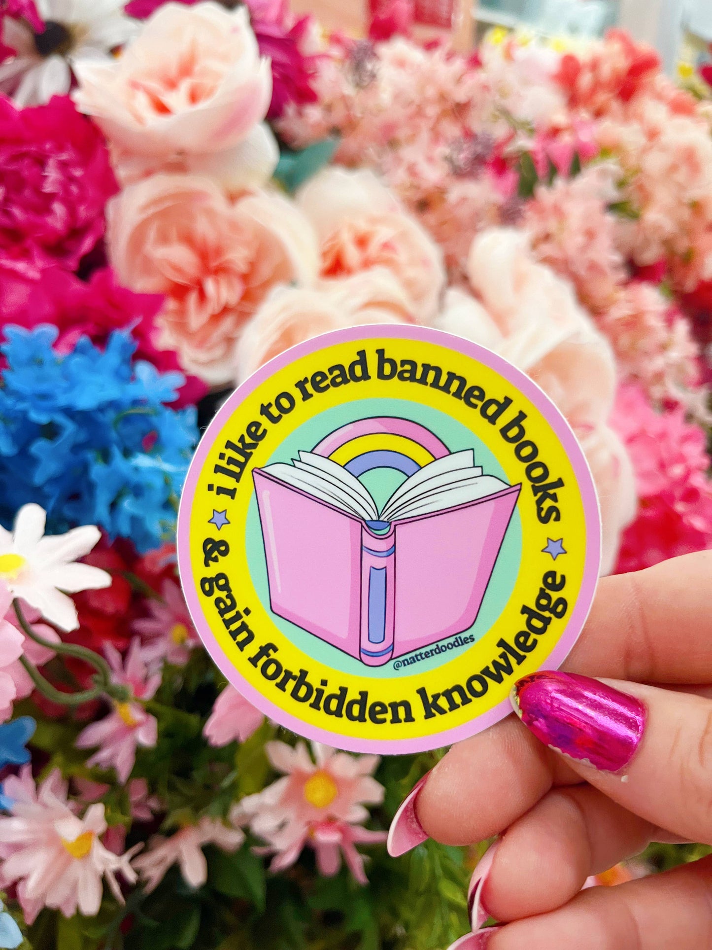 NatterDoodle - Read Banned Books, Gain Forbidden Knowledge Reading Sticker: Single