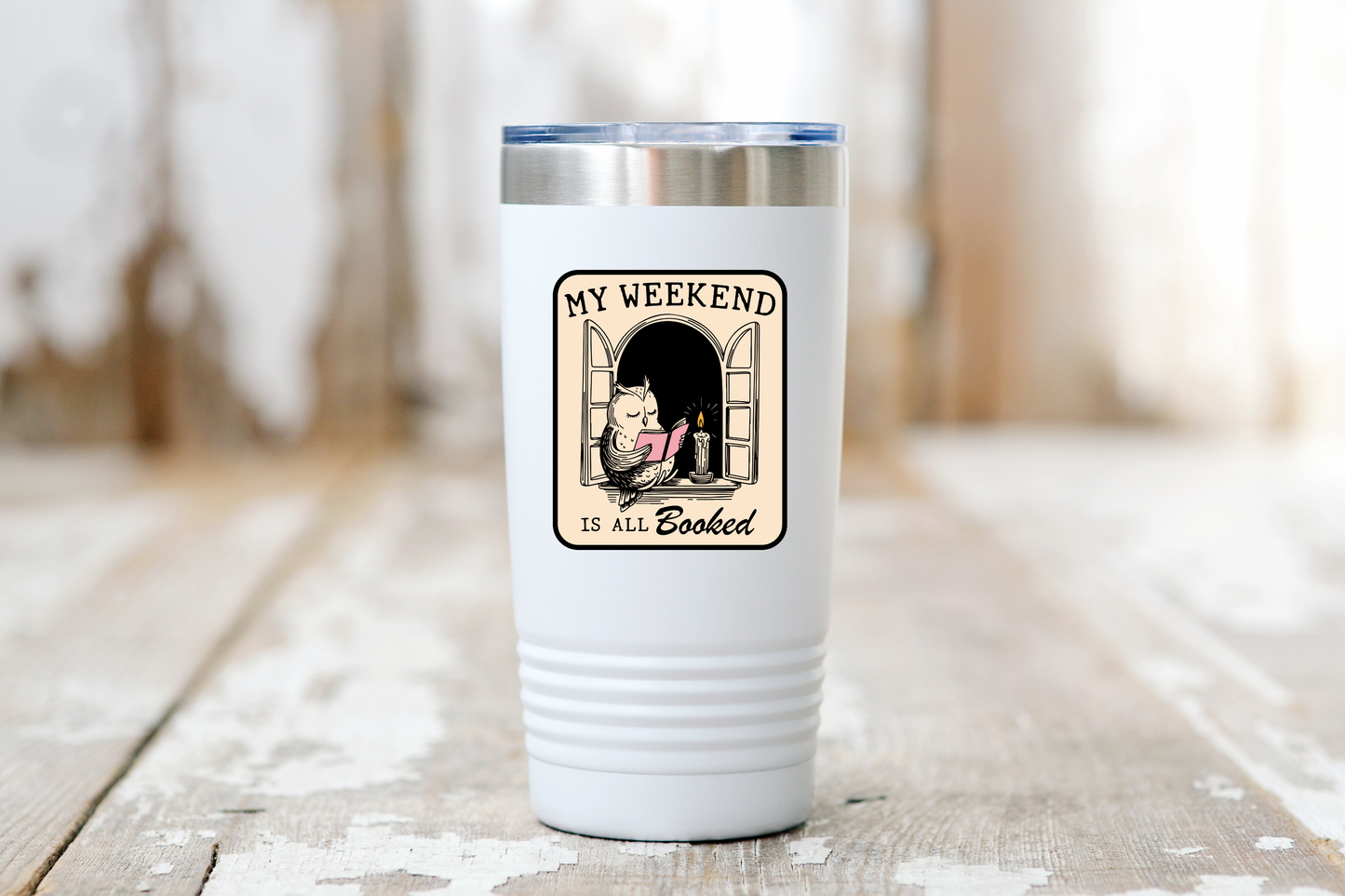 Yarnival - My Weekend is All Booked Sticker - bookshop, bookstore, owl