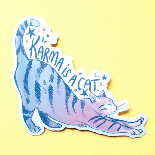 Amy Hartelust Art and Illustration - Karma is a Cat Vinyl Sticker