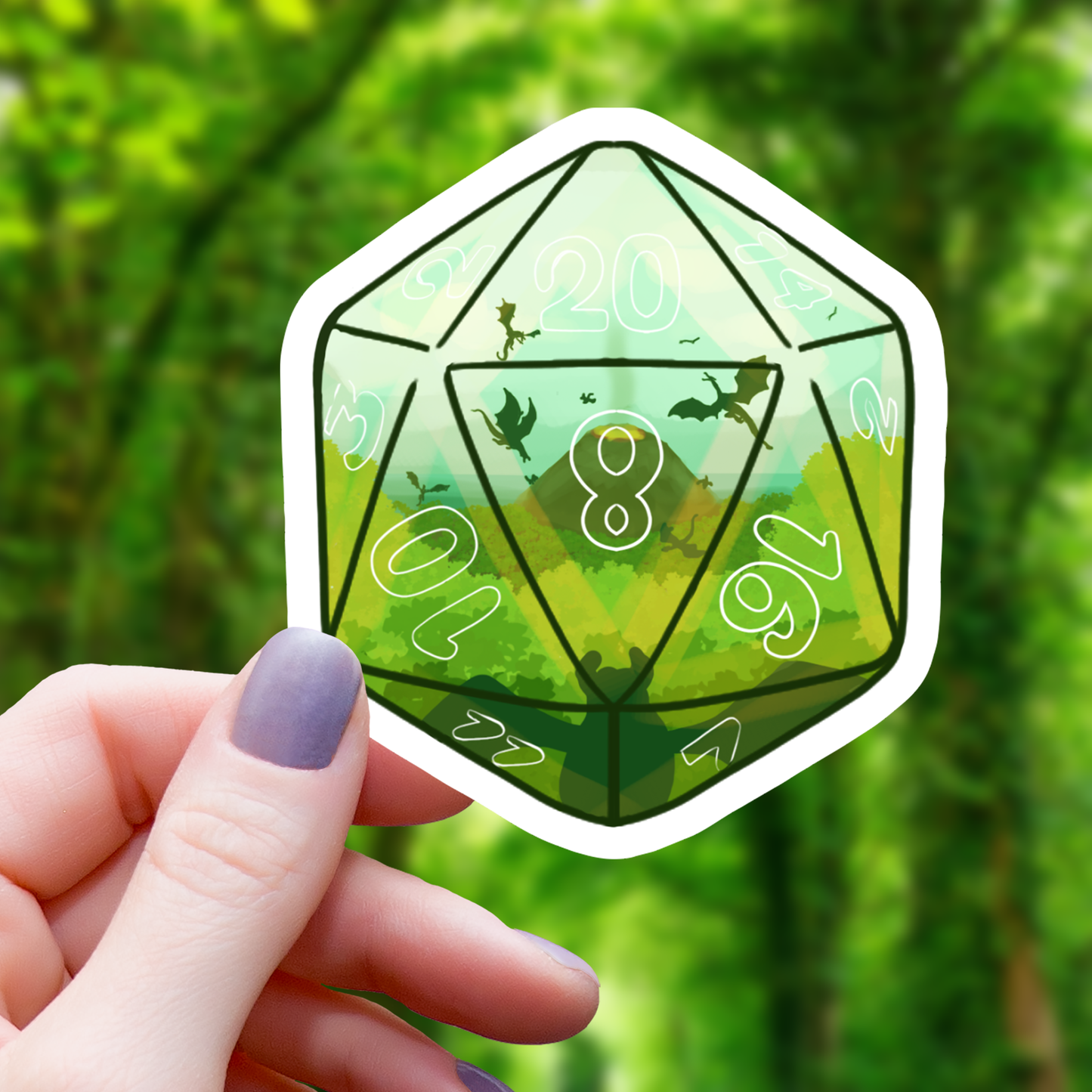 Mimic Gaming Co - Flying Dragons inside Dice Terrarium Sticker - 3"