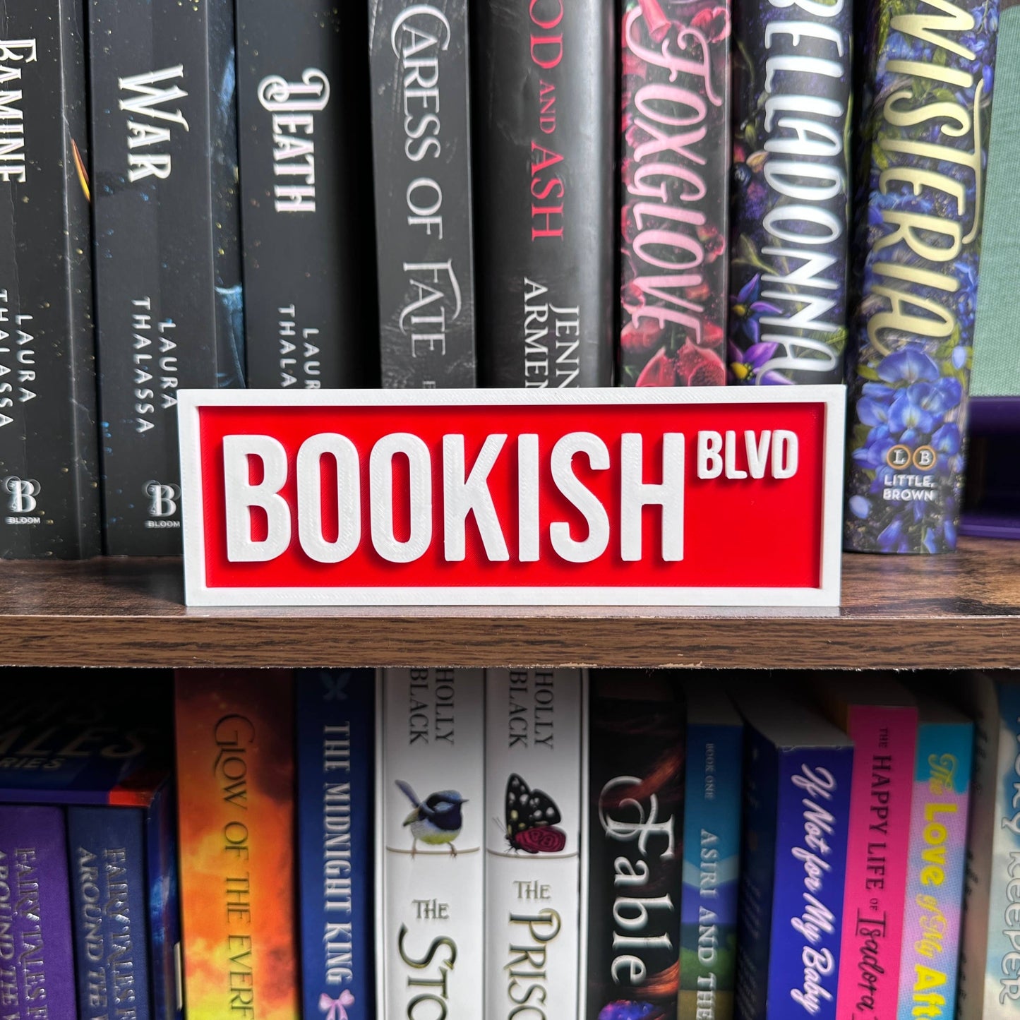 The Crafted Nook - Bookish Street Sign | Bookshelf Decor: Sakura Pink