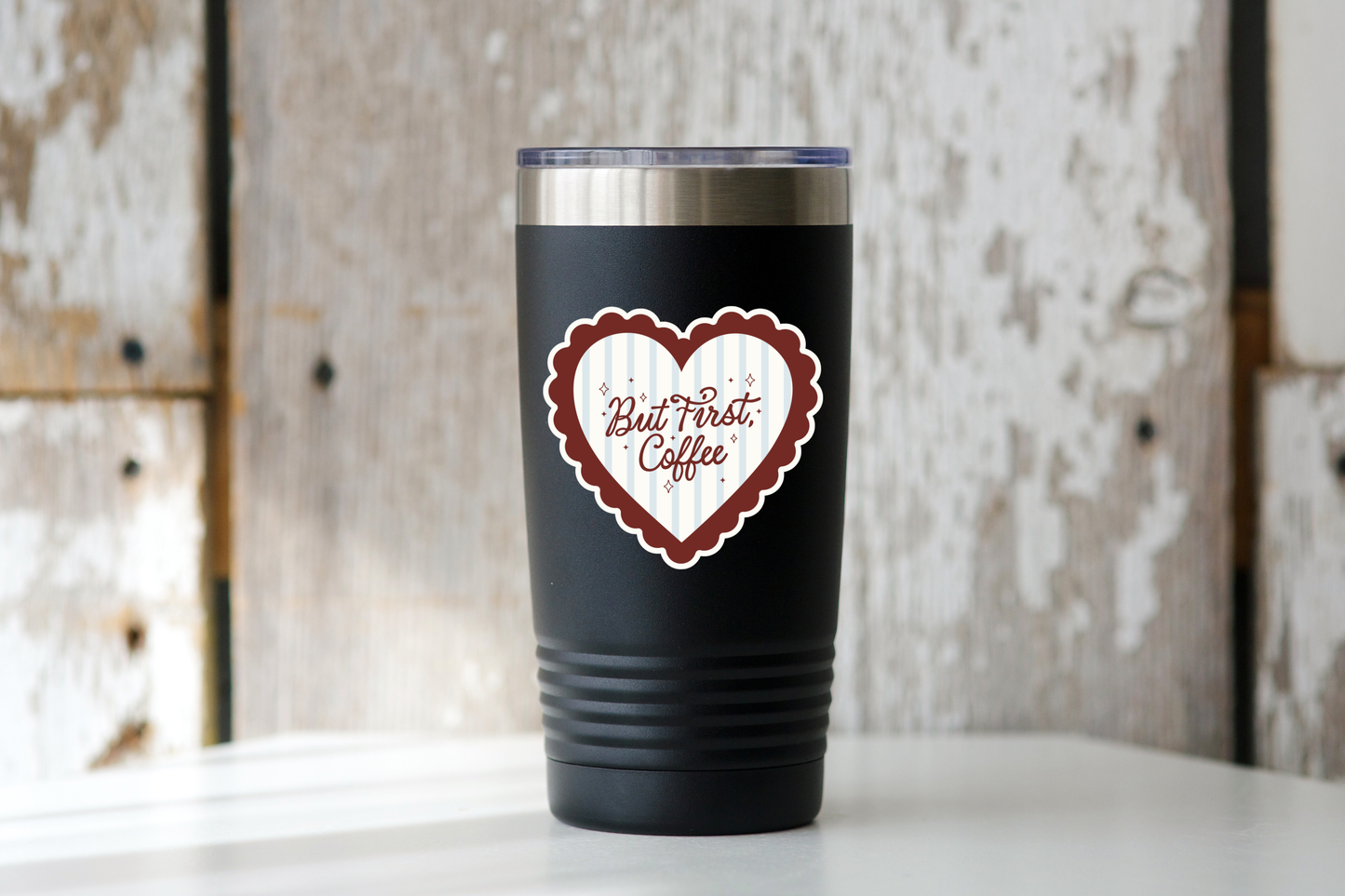 Yarnival - But First, Coffee Sticker - shop, coquette, cafe, women