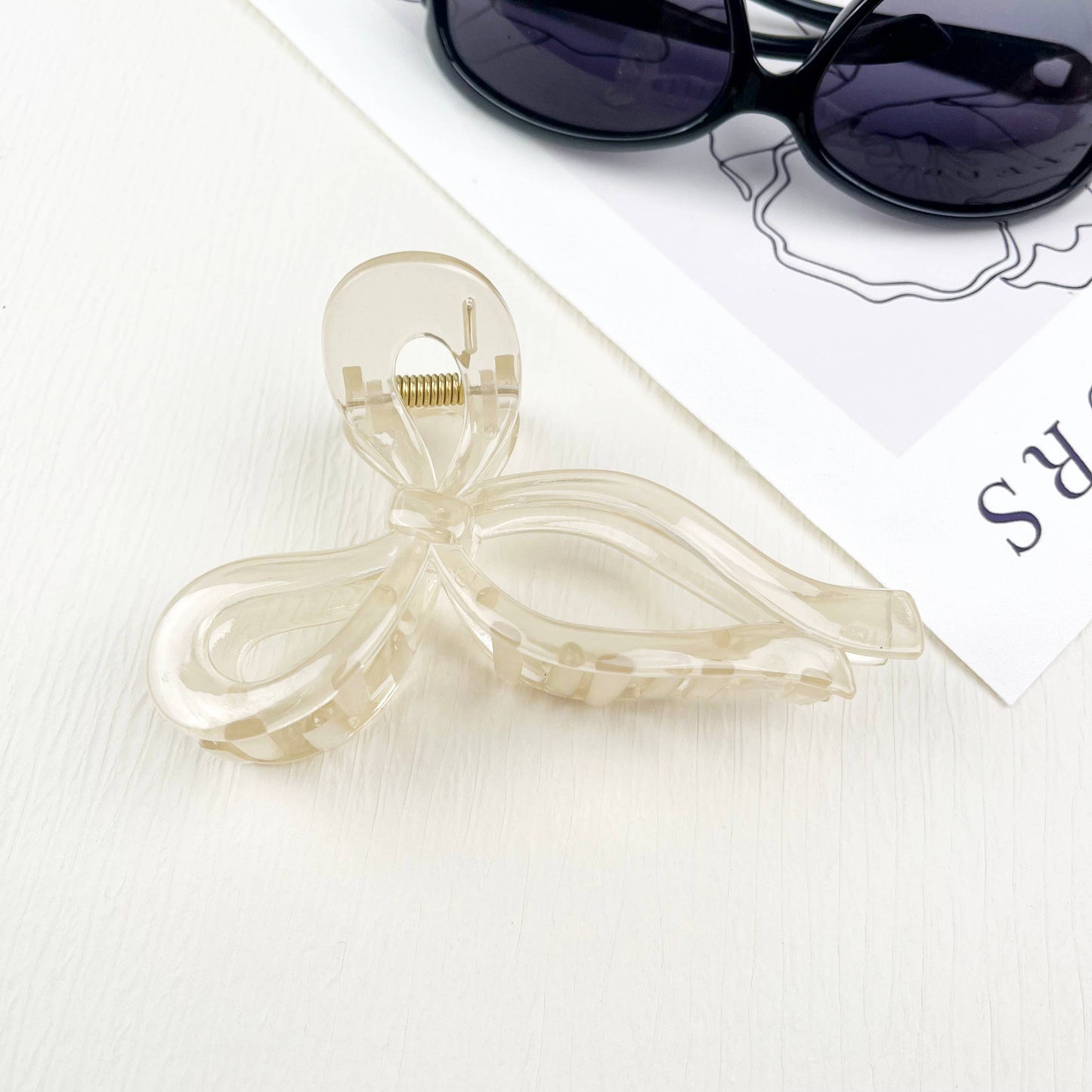 mildstyles - Transparent jelly Bow Large Spring Hair Claw Clips: Redleo