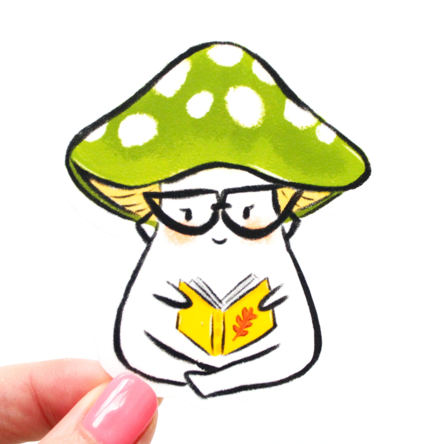 Amy Hartelust Art and Illustration - Bookish Mushroom Buddy Vinyl Sticker