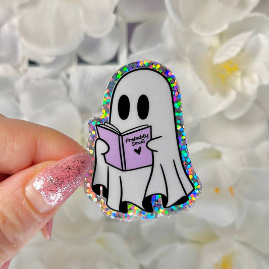 Awfullynerdy.co - Ghost Reading Probably Smut Glitter Sticker