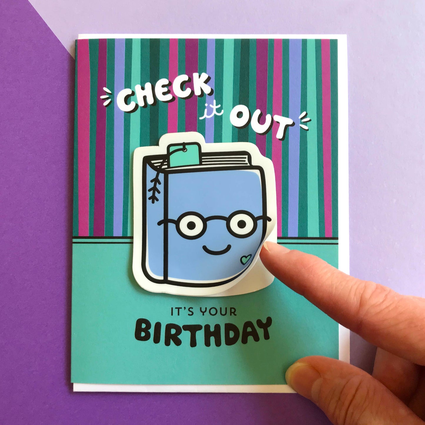 Night Owl Paper Goods - Book Birthday Sticker Card