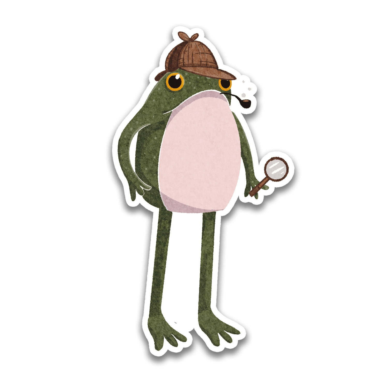 Stick With Finn - Detective Frogson Frog Sticker: 1.9 x 3.1 in