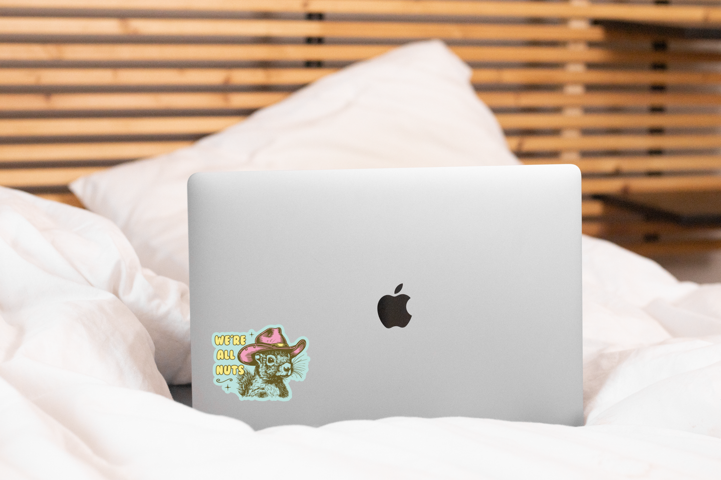 Yarnival - We're All Nuts Sticker - squirrel, cowboy, western, desert