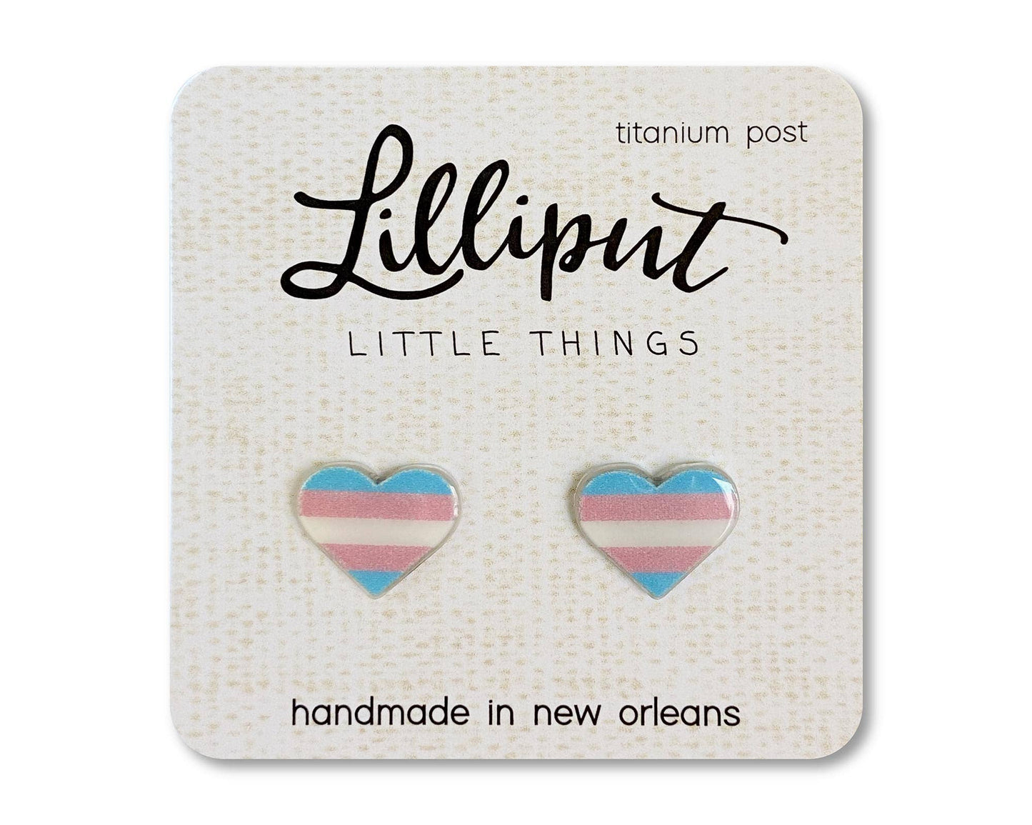 Lilliput Little Things - Pride Earrings // LGBTQ+ Pride Flag Earrings: Trans Pride Heart