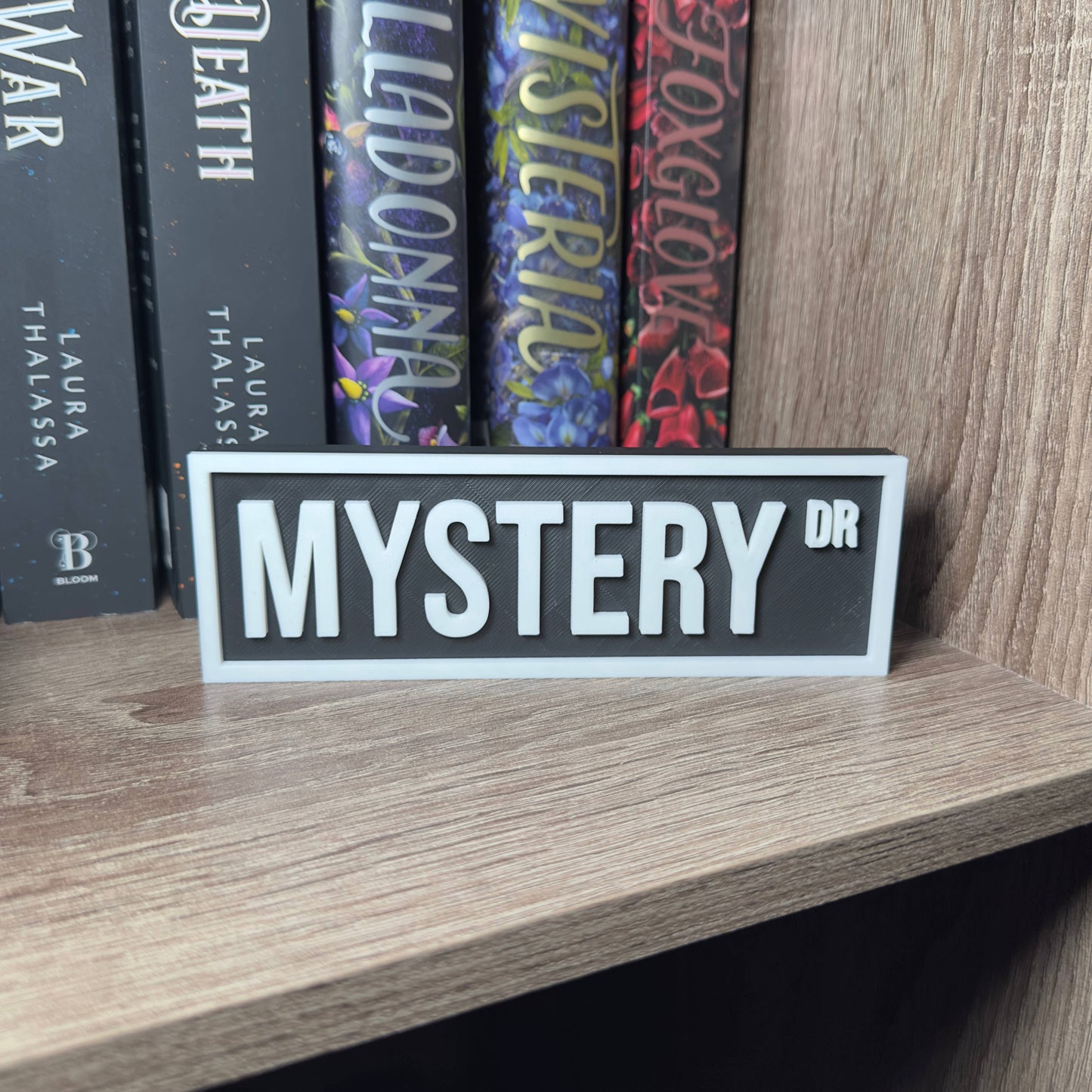 The Crafted Nook - Mystery Street Sign | Bookshelf Decor: Black