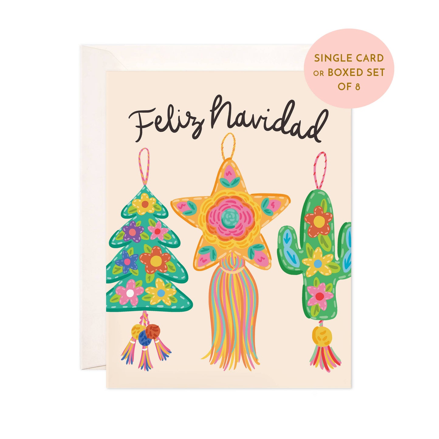 Bloomwolf Studio - Navidad Ornaments Greeting Card - Spanish Christmas Card: Single Card