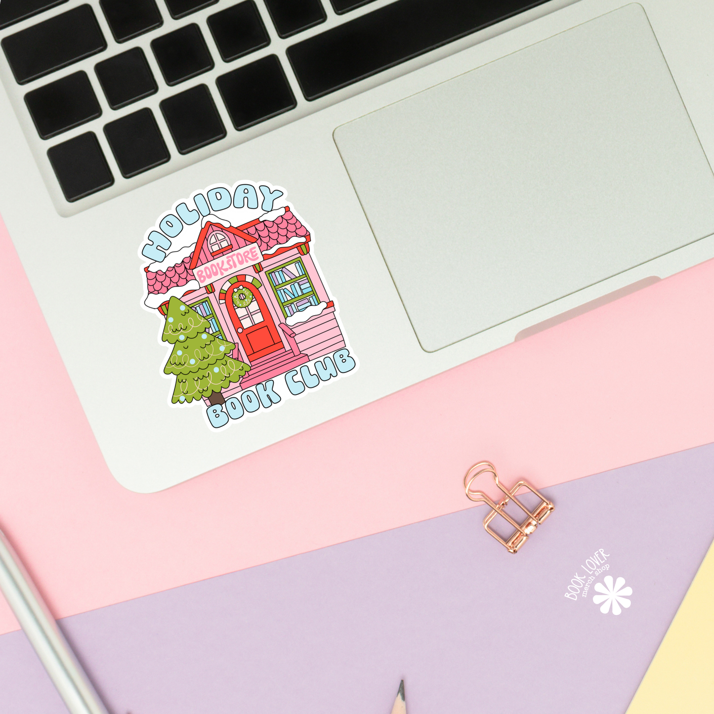 Book Lover Merch Shop - Holiday Bookstore Book Club Stickers / Christmas Bookish: 3''