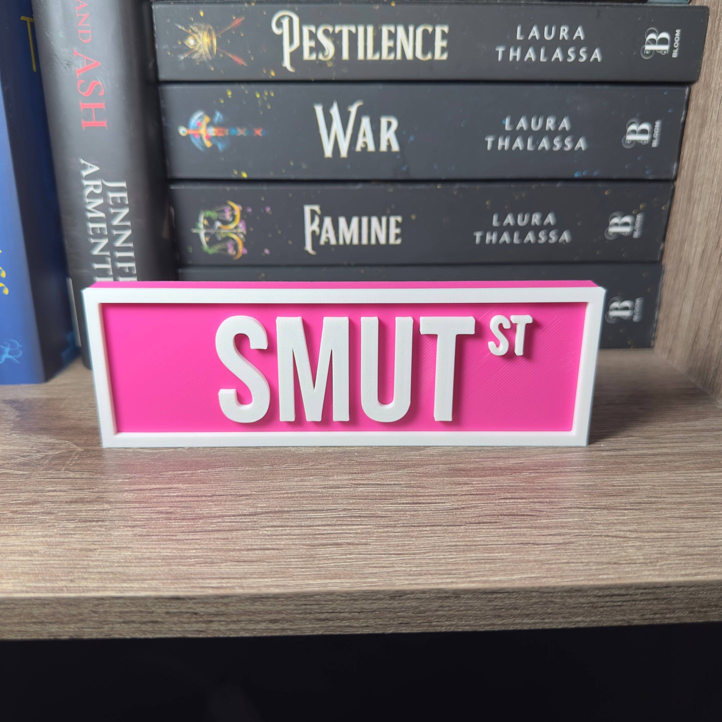 The Crafted Nook - Smut Street Sign | Bookshelf Decor: Pink Pastel