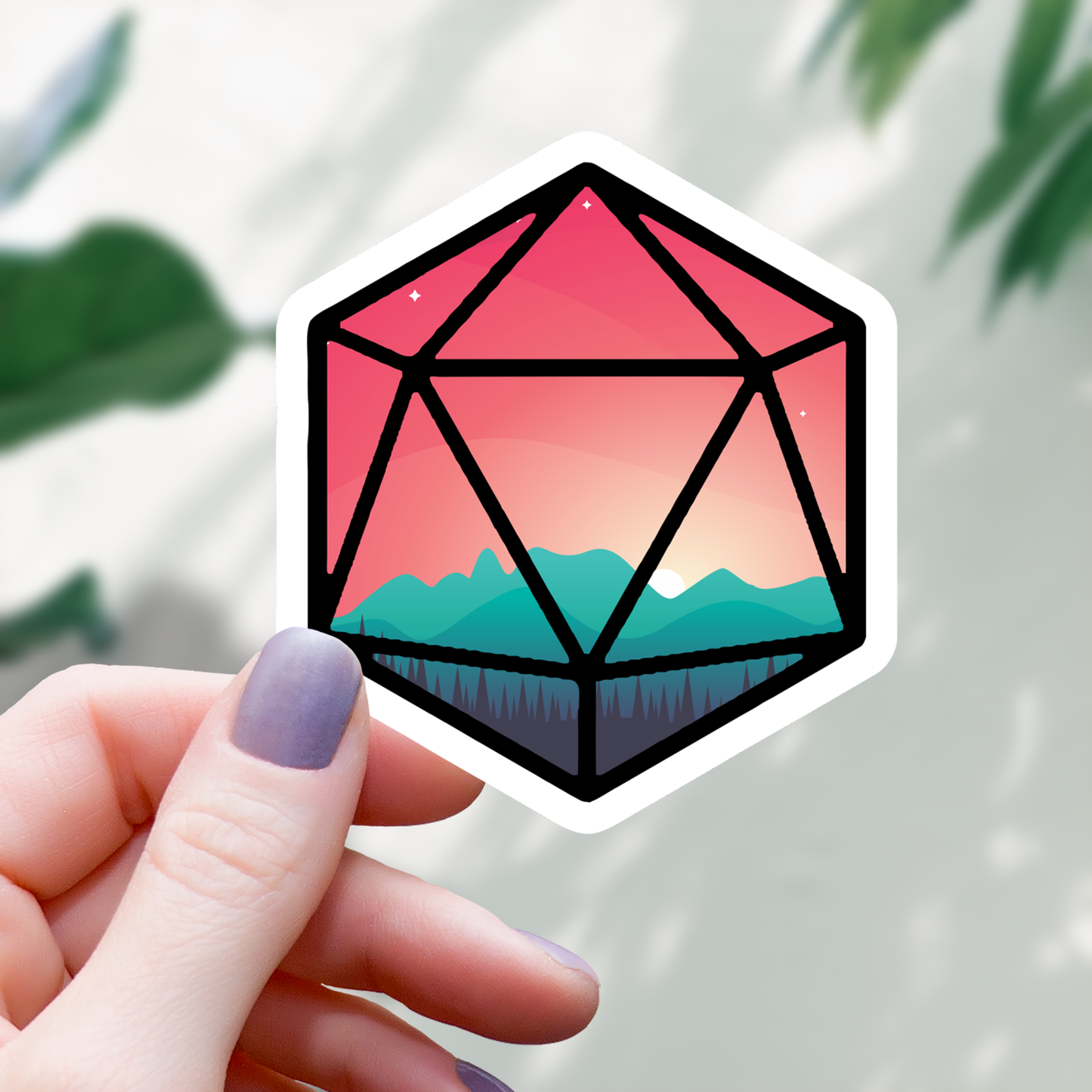Mimic Gaming Co - Sunset Polyhedral D20 Sticker - 3"