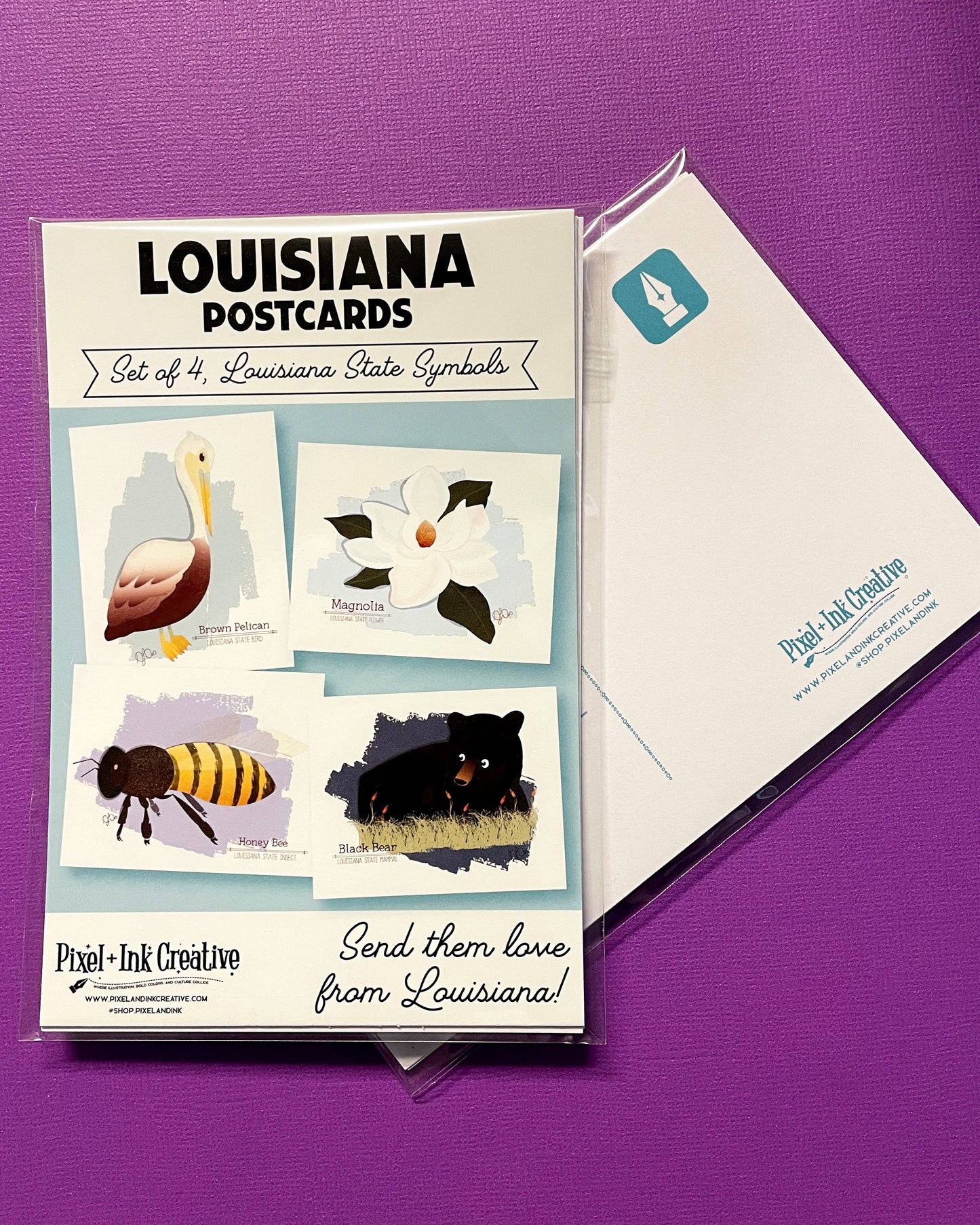 Pixel & Ink Creative - Louisiana Symbols Postcard Set