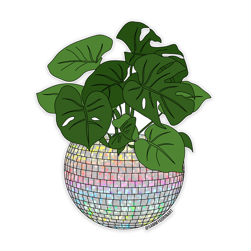 Disco Ball Planter Glitter Sticker