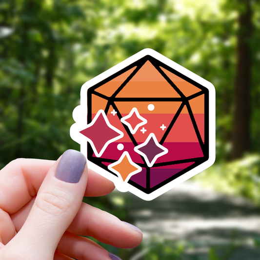 Mimic Gaming Co - Red Retro Polyhedral D20 Dice Sticker - 3"