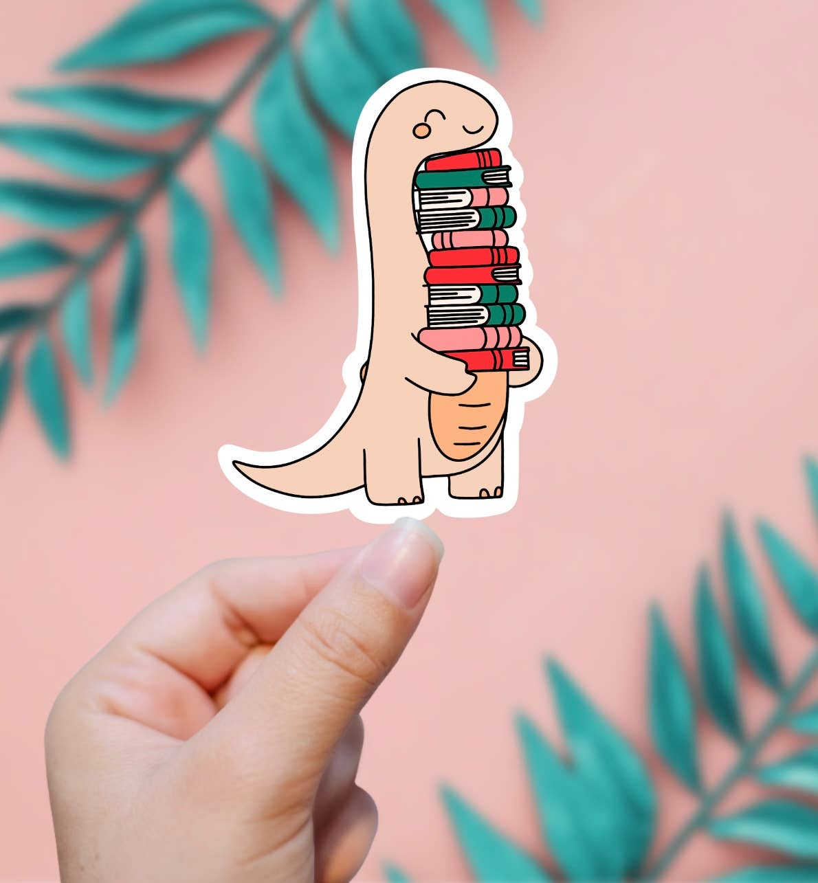 EnchantingSunshine - Dinosaur With Books Sticker