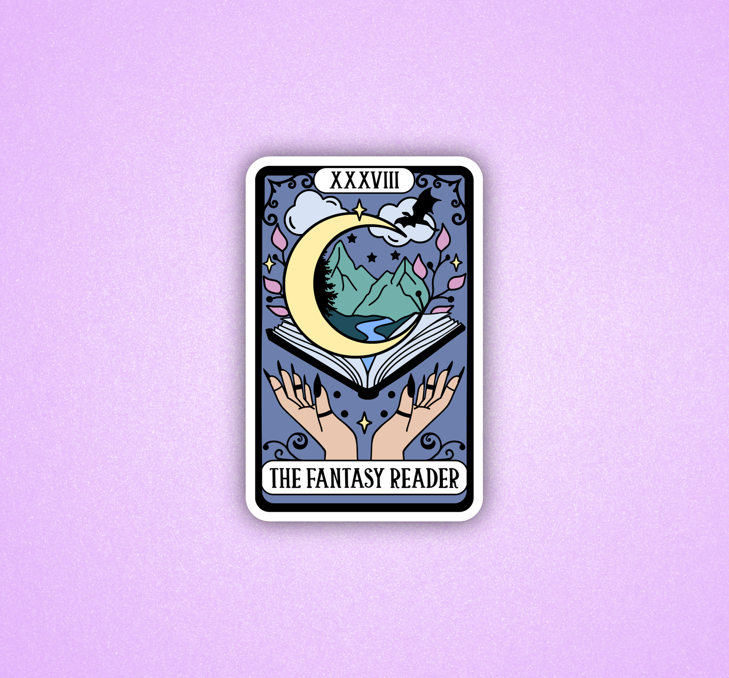 Radical Buttons - Fantasy reader tarot, Bookish sticker, Laptop sticker