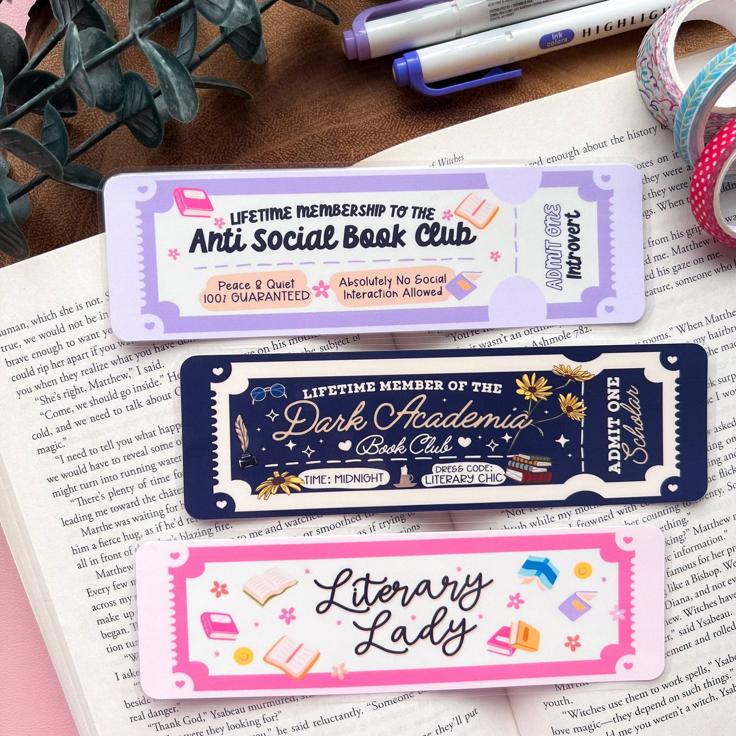 Cozy Reads Shop - Bookish Trope Ticket Bookmarks: Tassel / Dark Academia