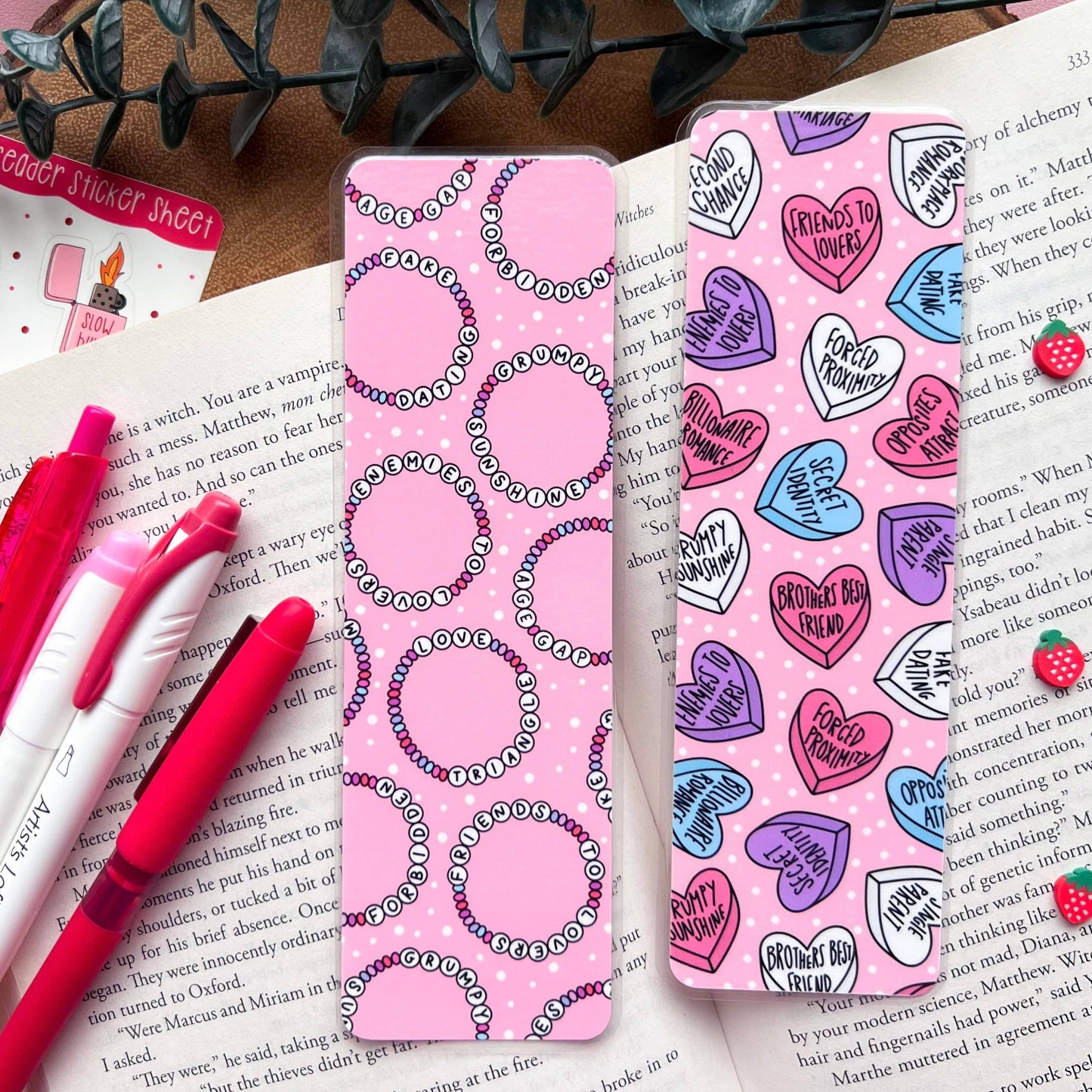 Cozy Reads Shop - Romance Trope Bookmarks: Tassel / Hearts