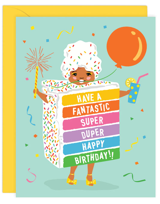 Rainbow Cake Girl Greeting Card