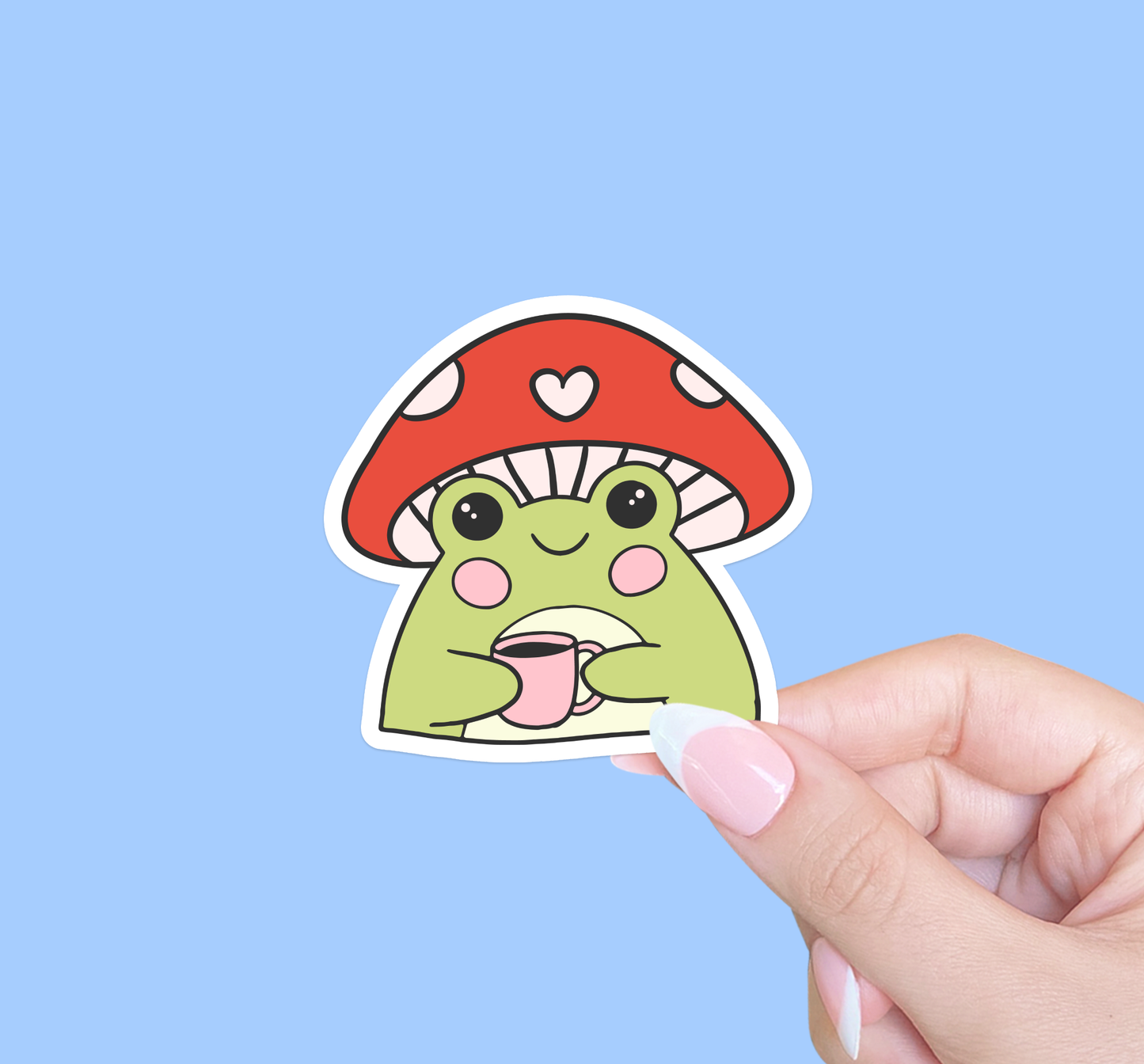 Radical Buttons - Cute frog sticker, Laptop sticker, Coffee lover sticker