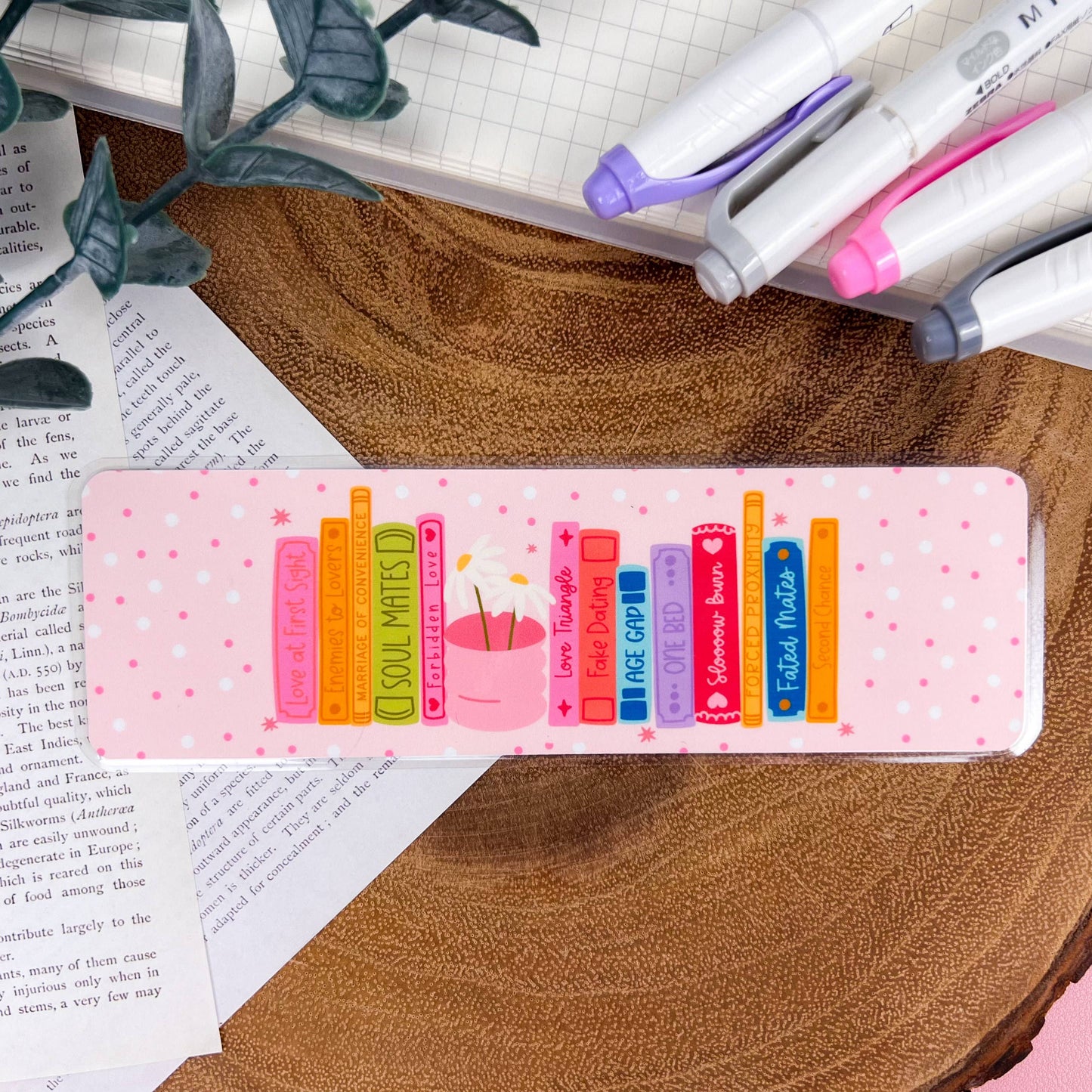 Cozy Reads Shop - Romance Tropes Book Stack Bookmark: Tassel