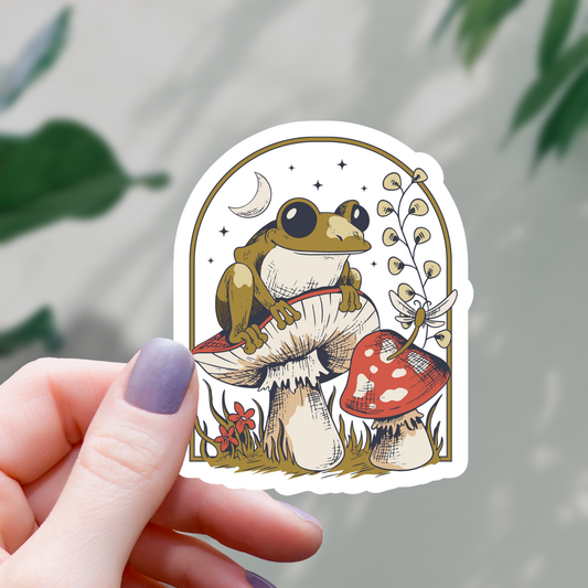 Mimic Gaming Co - Cottagecore Mushroom Frog Sticker - 3"