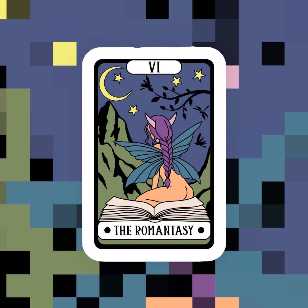 Ace the Pitmatian Co - Reader The Romantasy Tarot Reader Sticker