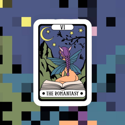 Ace the Pitmatian Co - Reader The Romantasy Tarot Reader Sticker