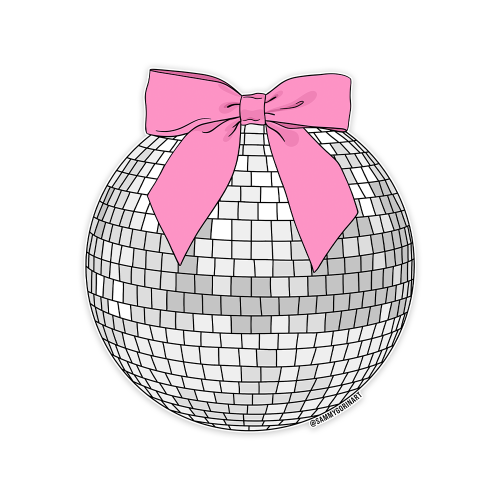 Sammy Gorin LLC - Pink Bow Disco Ball Sticker