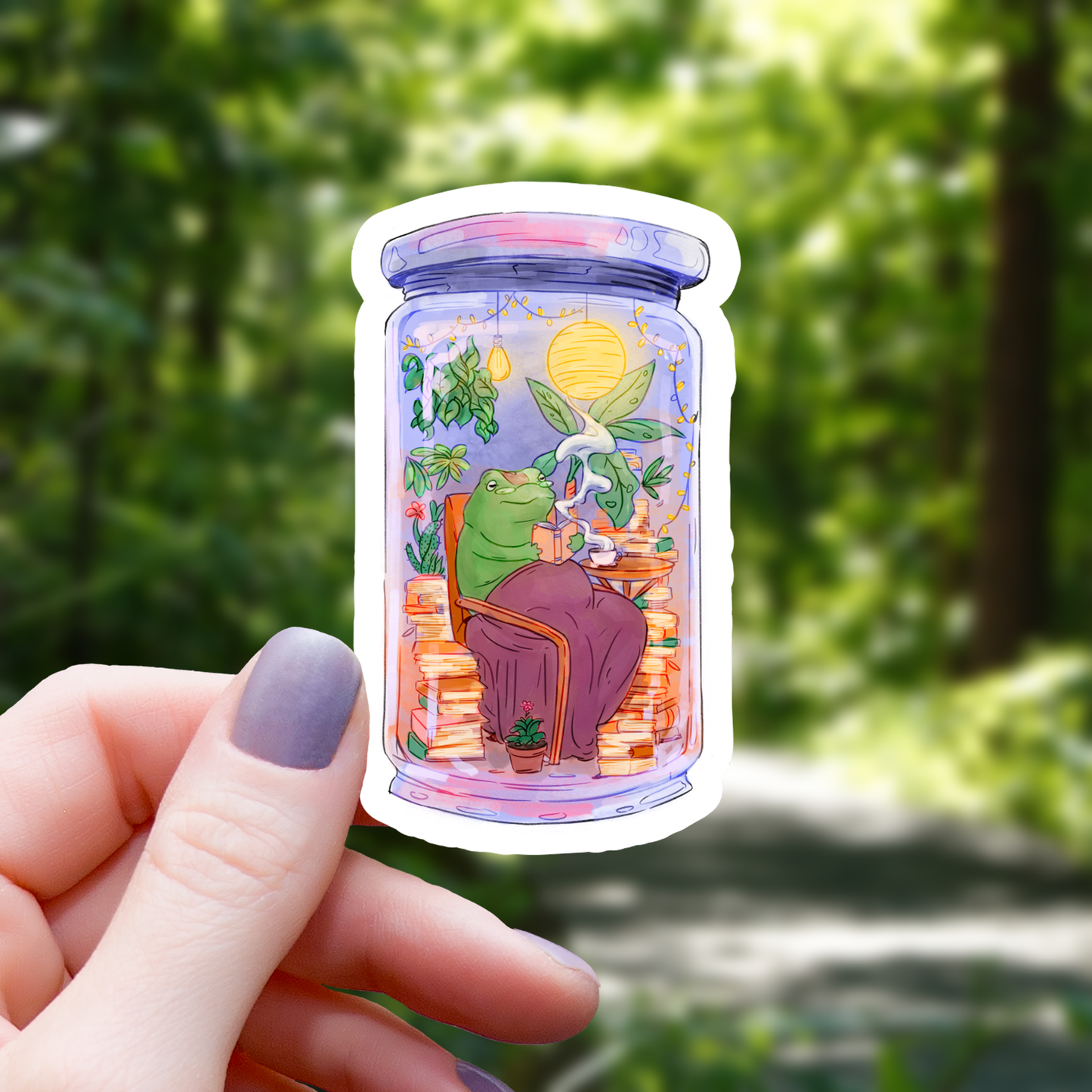 Mimic Gaming Co - Frog Reading In a Jar Sticker - 3"