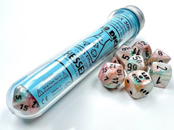 Lustrous Sea Shell/Black Dice 8pc Set LAB DICE